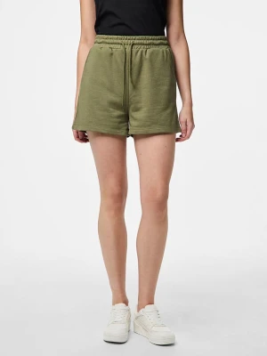 Pieces Szorty dresowe "Chilli" w kolorze oliwkowym rozmiar: XS