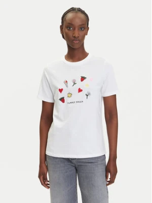 Pieces T-Shirt Funly 17160308 Biały Regular Fit