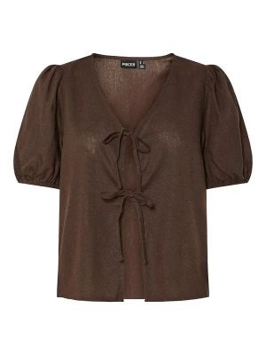 Pieces Top "Frieda" w kolorze brązowym rozmiar: L