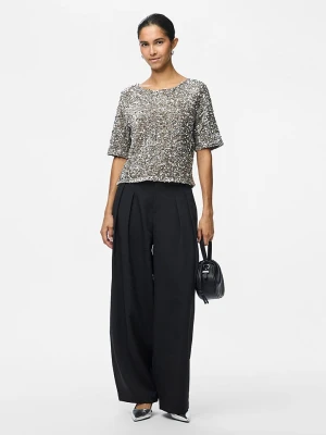 Pieces Top "Kam" w kolorze srebrnym rozmiar: XS
