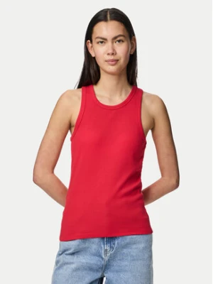 Pieces Top Ruka 17133673 Czerwony Slim Fit