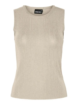 Pieces Top "Salima" w kolorze beżowym rozmiar: L