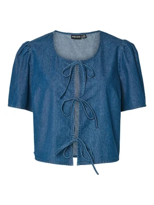 Pieces Top "Tenim" w kolorze niebieskim rozmiar: M