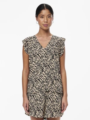 Pieces Top w kolorze beżowo-czarnym rozmiar: XS