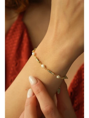 Pierres delicates Bransoletka w kolorze białym z perłami i jaspisami rozmiar: onesize