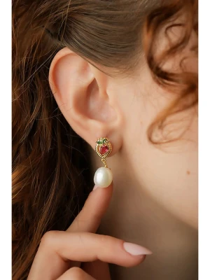 Pierres delicates Kolczyki w kolorze białym z perłami i kwarcem różowym rozmiar: onesize