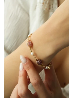 Pierres delicates Pozłacana bransoletka z agatami rozmiar: onesize