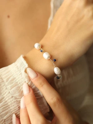 Pierres delicates Pozłacana bransoletka z cyrkoniami i perłami rozmiar: onesize