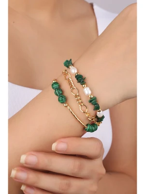 Pierres delicates Pozłacana bransoletka z malachitami rozmiar: onesize