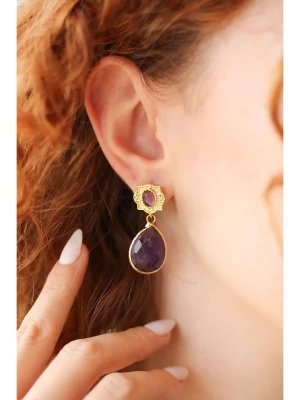 Pierres delicates Pozłacane kolczyki-wkrętki z ametystami rozmiar: onesize