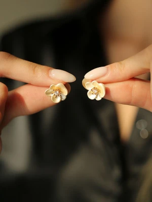 Pierres delicates Pozłacane kolczyki-wkrętki z cyrkoniami rozmiar: onesize