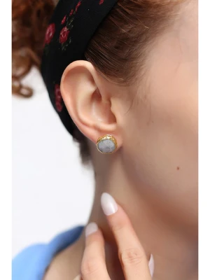 Pierres delicates Pozłacane kolczyki-wkrętki z kamieniami księżycowymi rozmiar: onesize