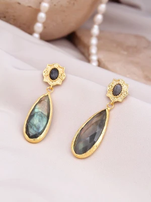 Pierres delicates Pozłacane kolczyki-wkrętki z labradorytami rozmiar: onesize