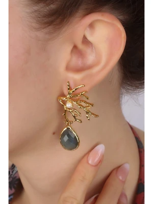 Pierres delicates Pozłacane kolczyki-wkrętki z labradorytami rozmiar: onesize