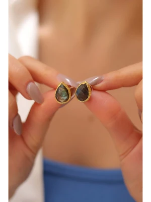 Pierres delicates Pozłacane kolczyki-wkrętki z labradorytami rozmiar: onesize