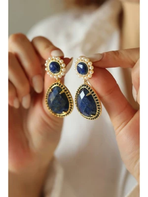 Pierres delicates Pozłacane kolczyki-wkrętki z lapis lazuli rozmiar: onesize