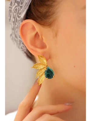 Pierres delicates Pozłacane kolczyki-wkrętki z malachitami rozmiar: onesize