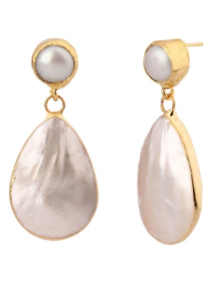 Pierres delicates Pozłacane kolczyki-wkrętki z masą perłową rozmiar: onesize