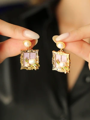 Pierres delicates Pozłacane kolczyki-wkrętki z perłami rozmiar: onesize