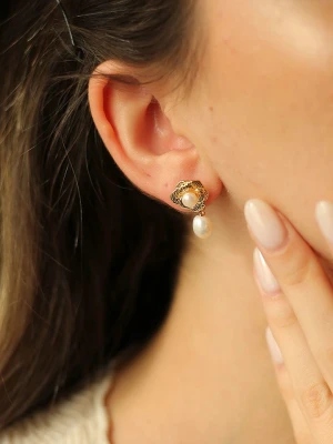 Pierres delicates Pozłacane kolczyki-wkrętki z perłami rozmiar: onesize