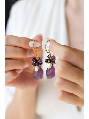 Pierres delicates Pozłacane kolczyki z ametystami rozmiar: onesize