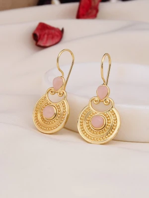 Pierres delicates Pozłacane kolczyki z kwarcem różowym rozmiar: onesize