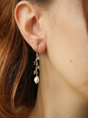 Pierres delicates Pozłacane kolczyki z perłami i turmalinami rozmiar: onesize