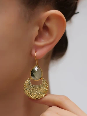 Pierres delicates Pozłacane kolczyki z prehnitem rozmiar: onesize