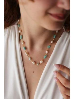 Pierres delicates Pozłacany naszyjnik z amazonitami - dł. 43 cm rozmiar: onesize