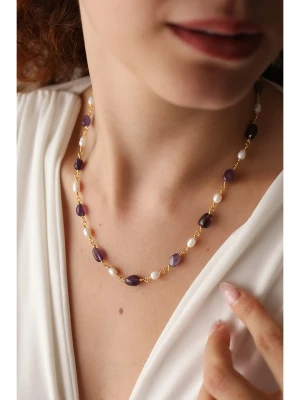 Pierres delicates Pozłacany naszyjnik z ametystami - dł. 43 cm rozmiar: onesize