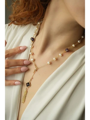 Pierres delicates Pozłacany naszyjnik z ametystami - dł. 50 cm rozmiar: onesize