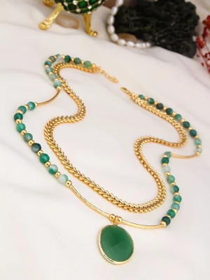 Pierres delicates Pozłacany naszyjnik z elementami ozdobnymi - dł. 50 cm rozmiar: onesize