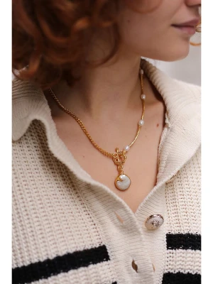 Pierres delicates Pozłacany naszyjnik z masą perłową - dł. 50 cm rozmiar: onesize