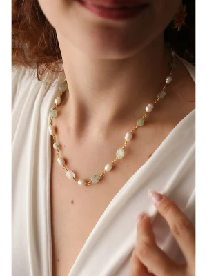 Pierres delicates Pozłacany naszyjnik z prehnitami - dł. 43 cm rozmiar: onesize