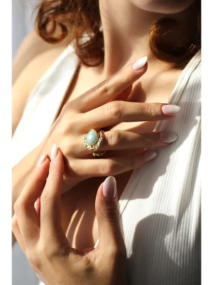 Pierres delicates Pozłacany pierścionek z amazonitem rozmiar: onesize