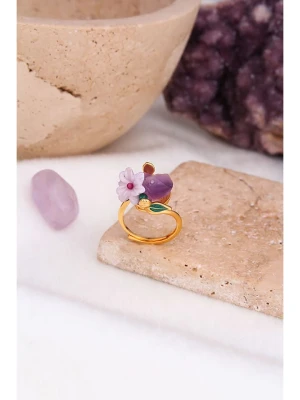 Pierres delicates Pozłacany pierścionek z ametystami i cyrkoniami rozmiar: onesize