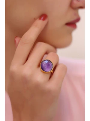 Pierres delicates Pozłacany pierścionek z ametystem rozmiar: onesize
