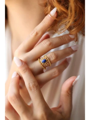 Pierres delicates Pozłacany pierścionek z lapis lazuli rozmiar: onesize