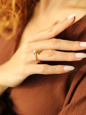 Pierres delicates Pozłacany pierścionek z perłą rozmiar: onesize