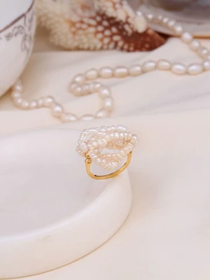 Pierres delicates Pozłacany pierścionek z perłami rozmiar: onesize