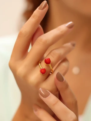 Pierres delicates Pozłacany pierścionek z turkusem rozmiar: onesize