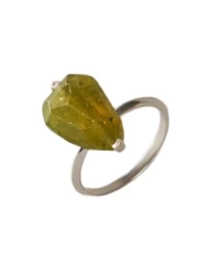 Pierścień z 925 Srebra z Zielonym Kamieniem Grosularia Malababa