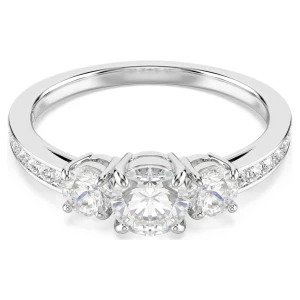 Pierścionek Attract Trilogy, Szlif okrągły, Biały, Wykończenie w odcieniu srebra Swarovski