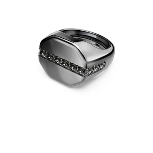 Pierścionek Dextera Octagon, Kształt ośmiokątny, Szlif okrągły, Czarny, Powłoka z rutenu Swarovski