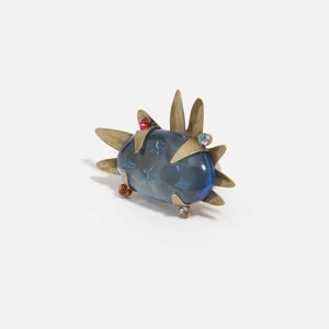 Pierścionek kamień niebieski złoty efekt postarzenia BIMBA Y LOLA