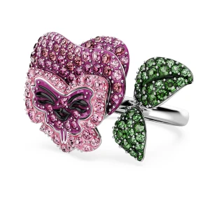 Pierścionek koktajlowy Alice in Wonderland, Kwiat, Różnokolorowy, Powłoka z rodu Swarovski