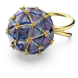 Pierścionek koktajlowy Curiosa, Szlif trójkątny, Niebieski, Powłoka w odcieniu złota Swarovski
