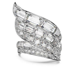 Pierścionek koktajlowy Hyperbola, Szlify różnorodne, Biały, Powłoka z rodu Swarovski