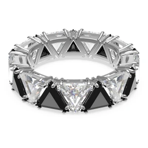 Pierścionek koktajlowy Ortyx, Szlif trójkątny, Czarny, Powłoka z rodu Swarovski