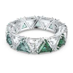 Pierścionek koktajlowy Ortyx, Szlif trójkątny, Zielony, Powłoka z rodu Swarovski